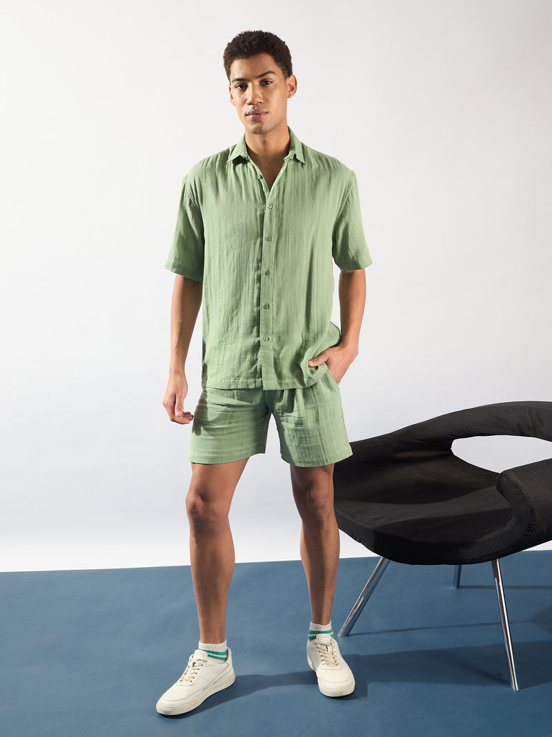 Light Green: Muslin Oversized Coord Set