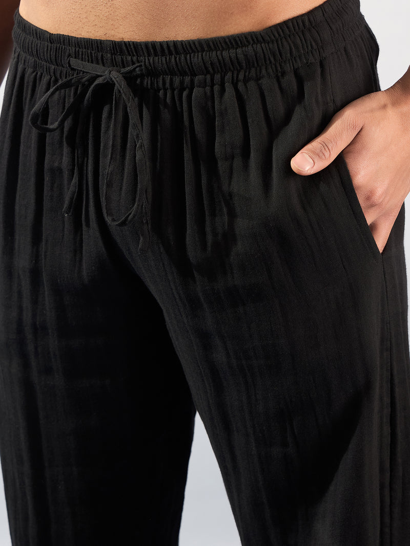 Black: Muslin Double Gauge Cotton Oversized Coord Set