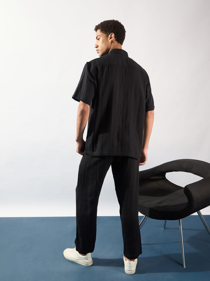 Black: Muslin Double Gauge Cotton Oversized Coord Set