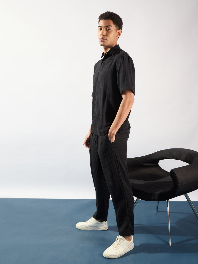 Black: Muslin Double Gauge Cotton Oversized Coord Set