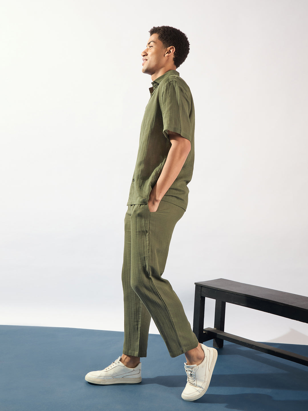 Olive Green: Muslin Double Gauge Cotton Oversized Coord Set