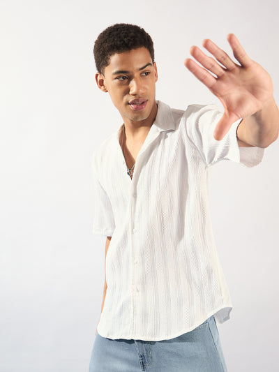 Dennison men's white oversized shirt front view