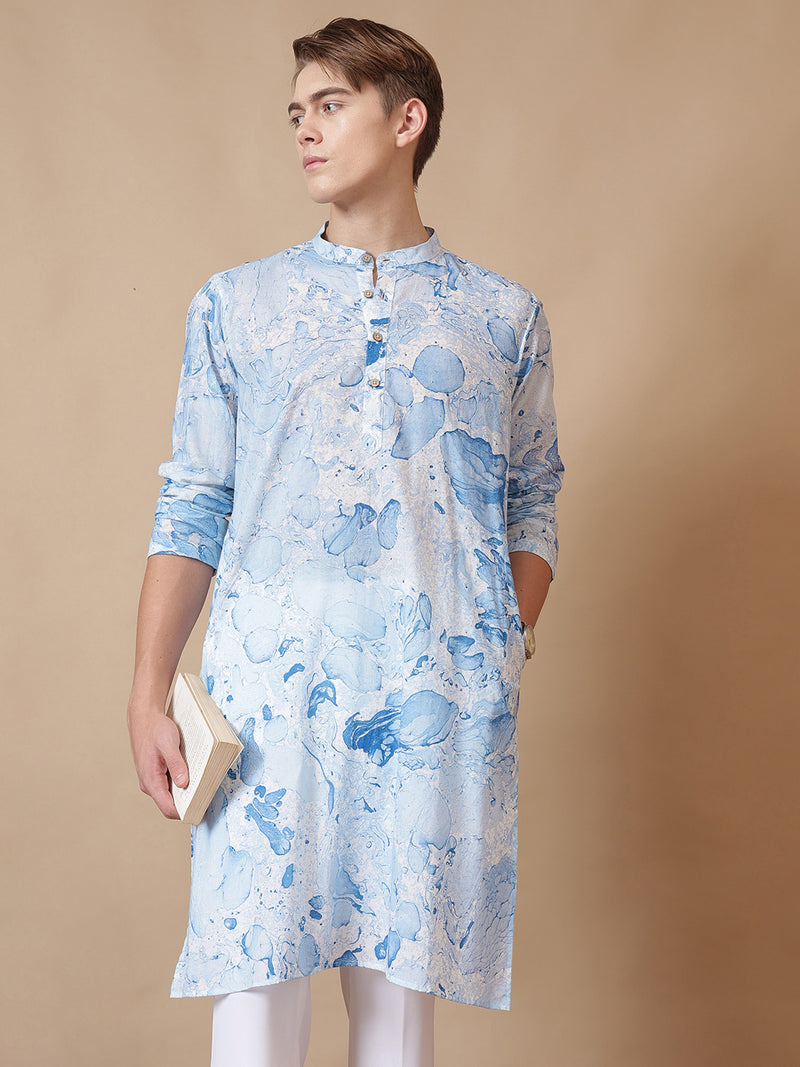 Hand Processed Marble Print Kurta With Natural Color Dyes