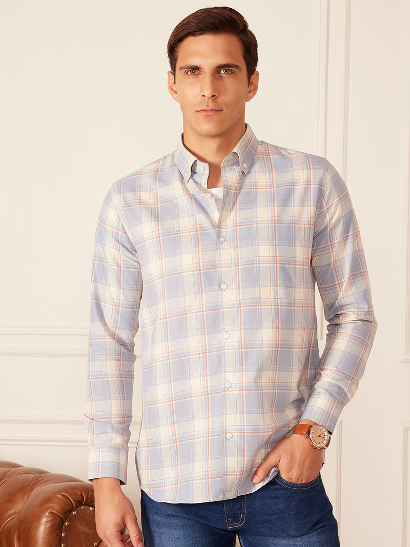 DENNISON Smart Checked Button-Down Collar Casual Shirt