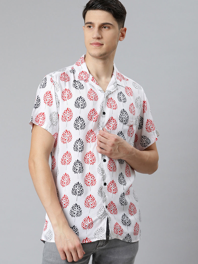 White & Red: Printed Shirt