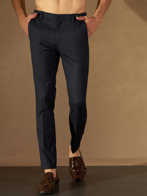 Dark Blue Flexi Waist Casual Trouser