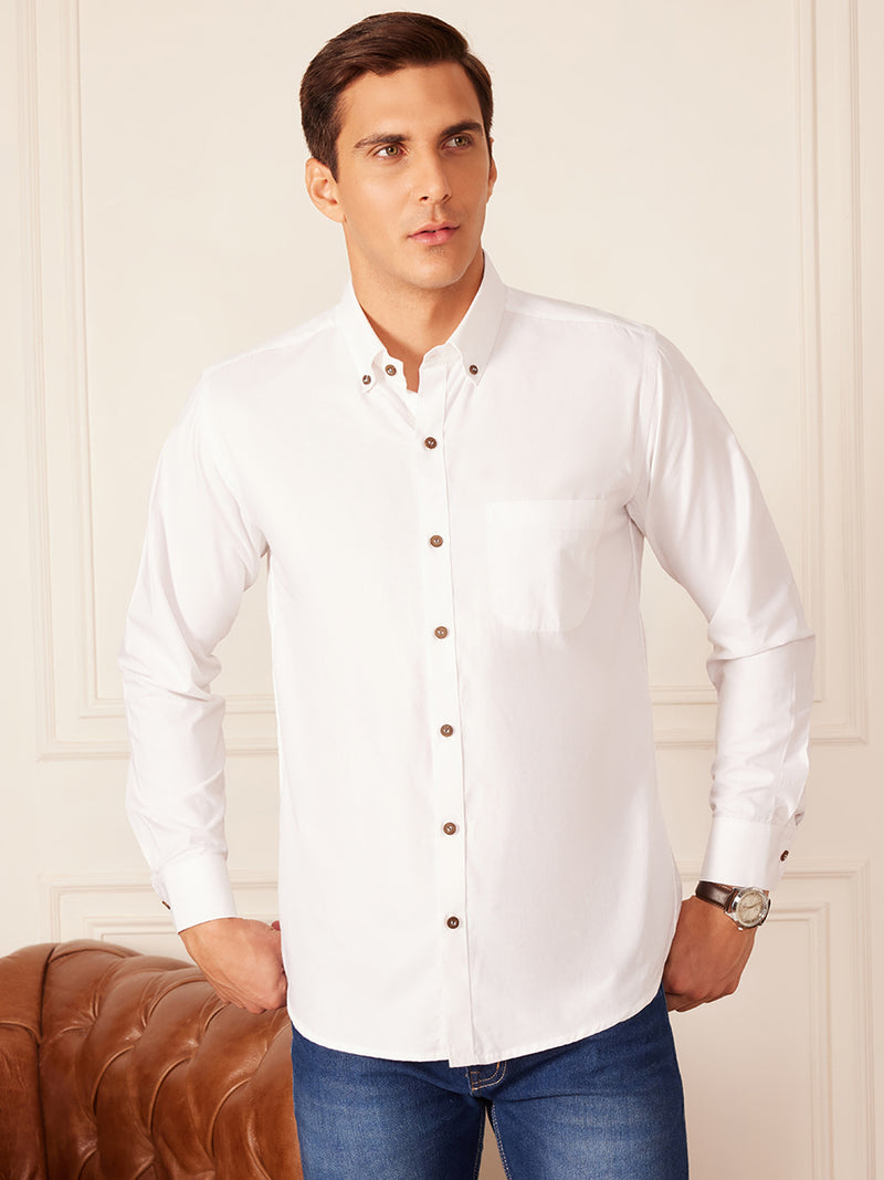 White: Full Sleeves Oxford Sustainable Hemp Shirt