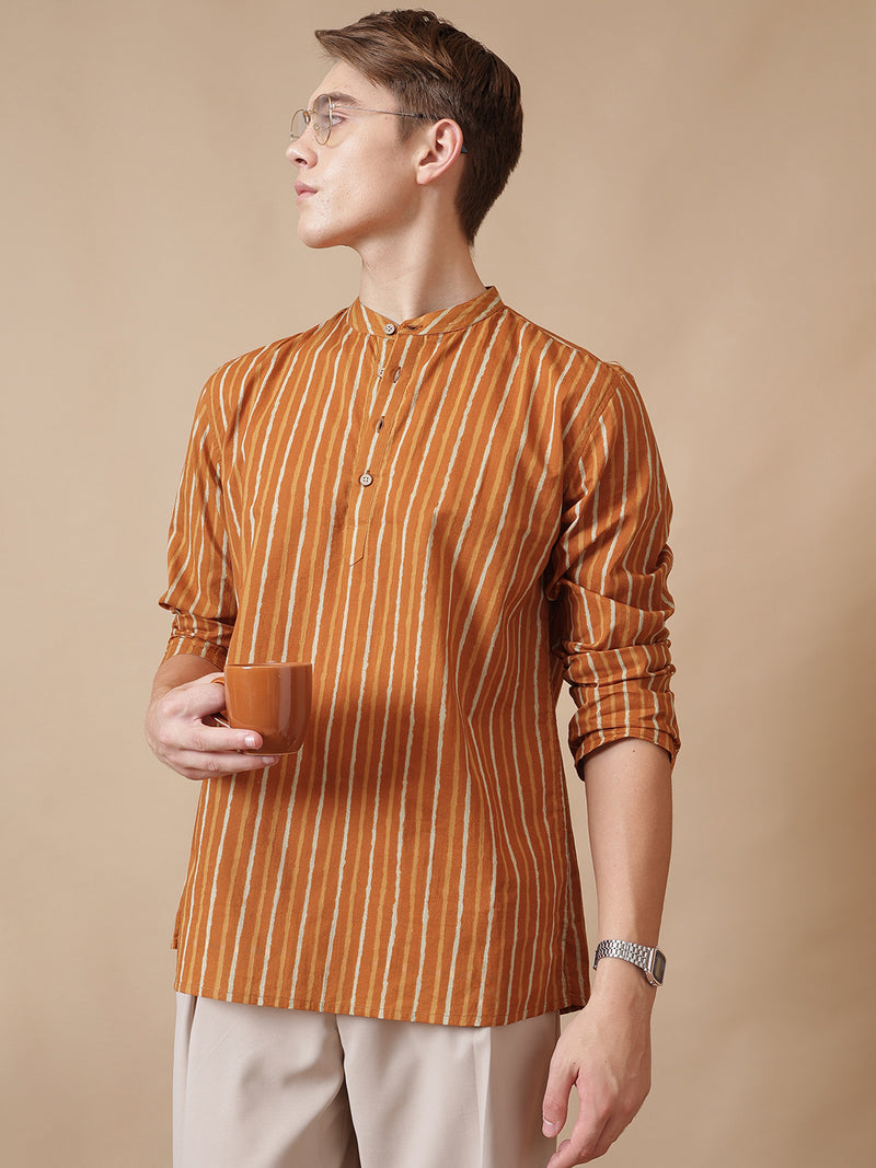 Retro Striped Cotton Kurta