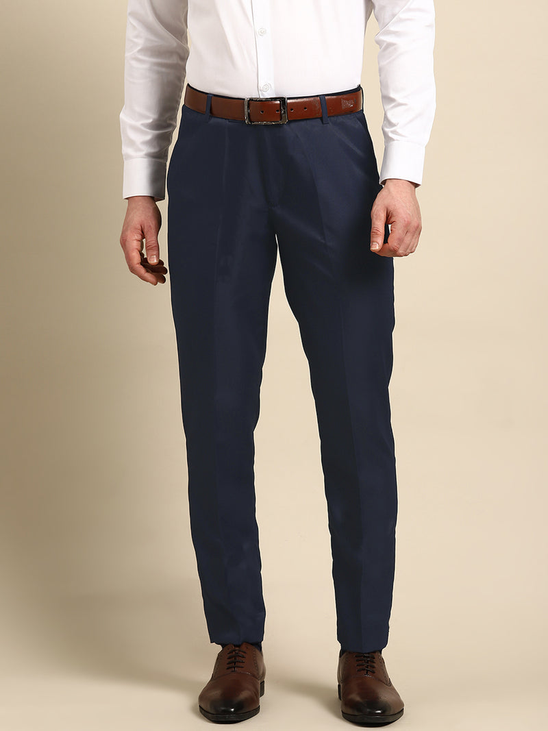 DENNISON Men Navy Blue Formal Trousers