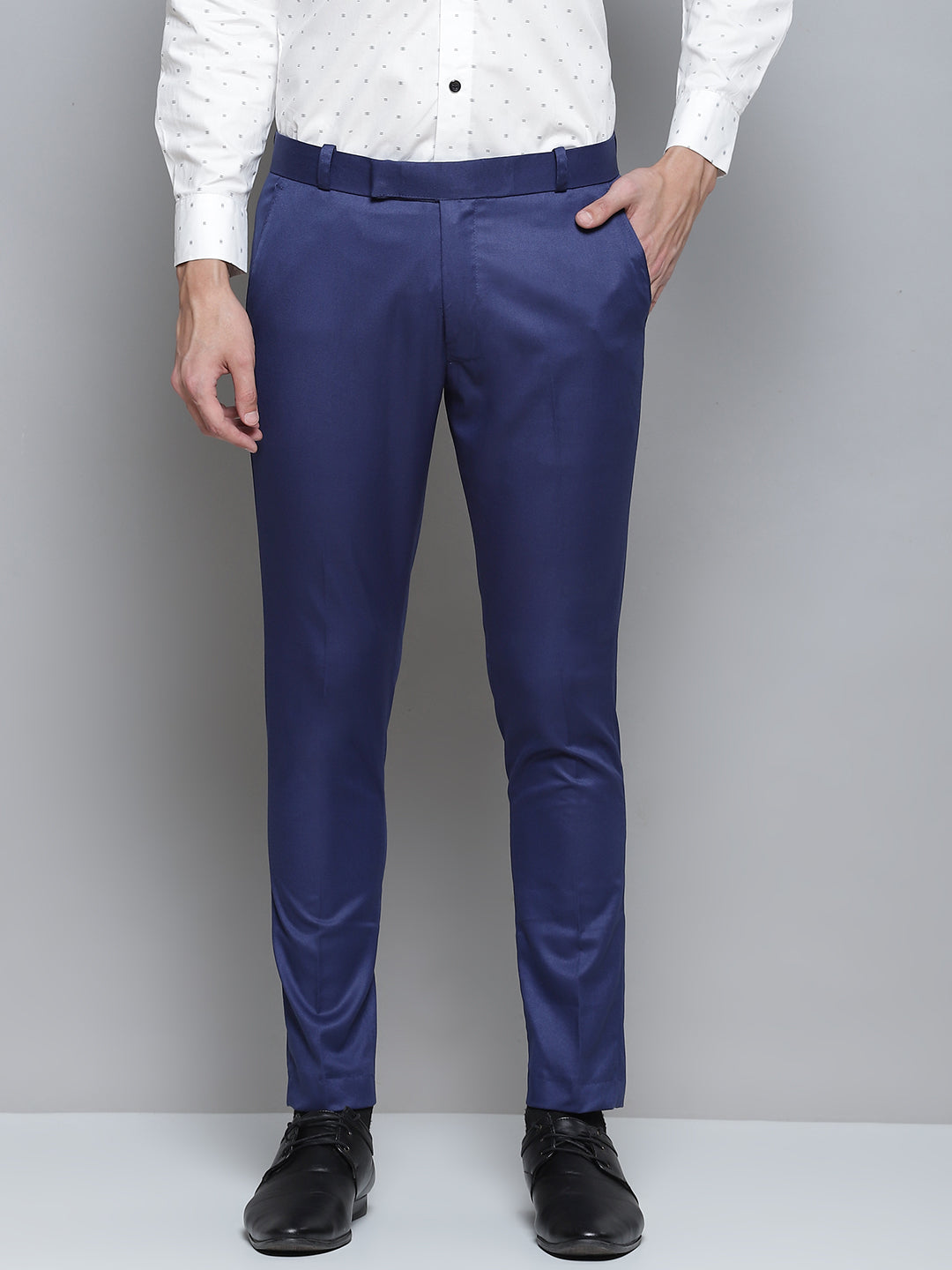 DENNISON Men Blue Smart Tapered Fit Formal Trousers