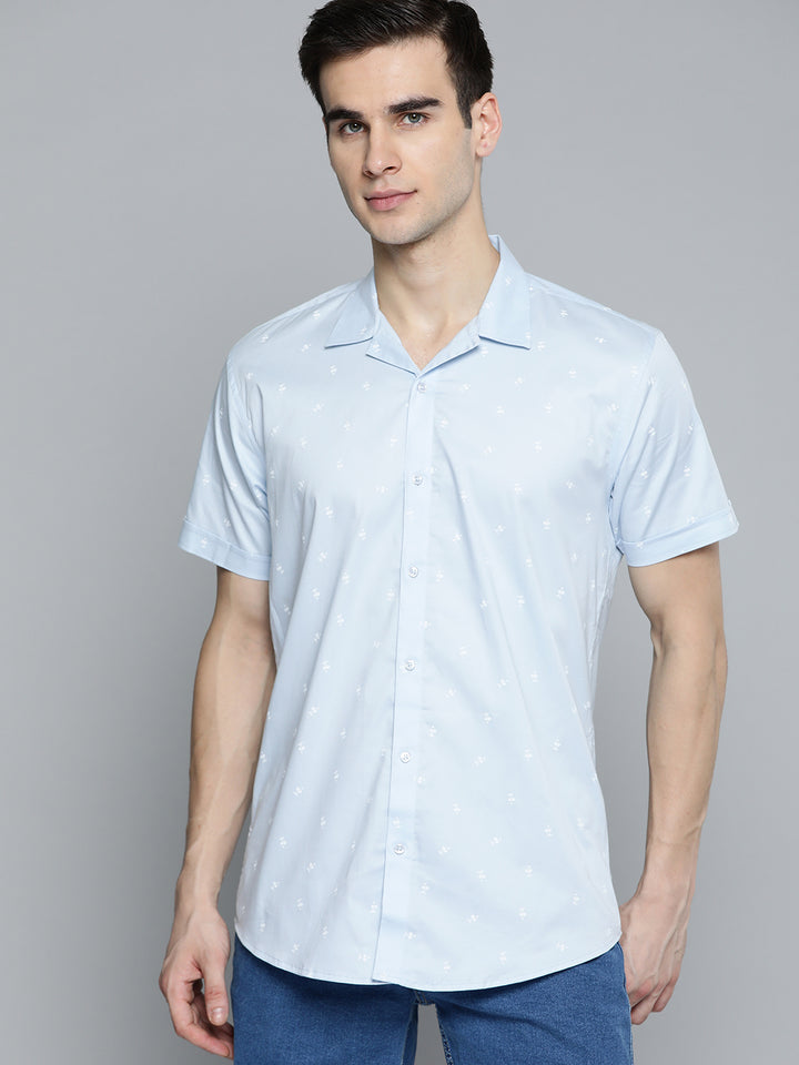 Blue & White: Tropical Printed Shirt