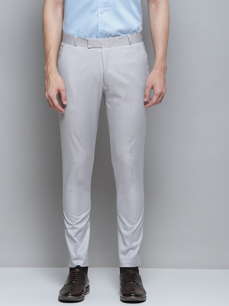DENNISON Men Grey Smart Tapered Fit Trousers