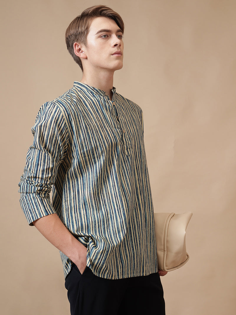 Retro Striped Cotton Kurta