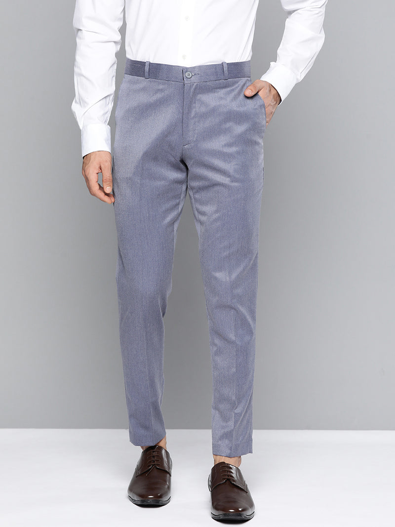DENNISON Men Blue Smart Tapered Fit Easy Wash Trousers
