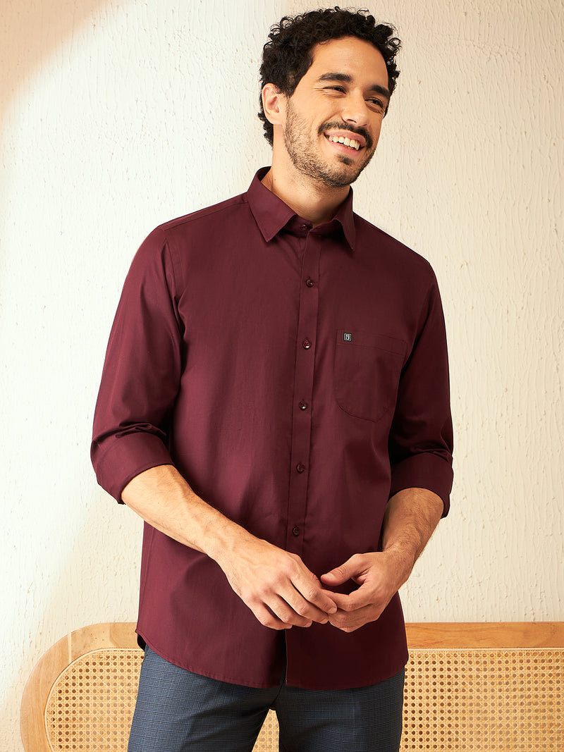 Wine: Cotton Formal Shirt