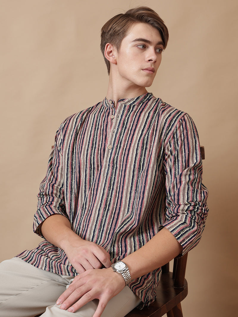 Earthy Striped Cotton Kurta