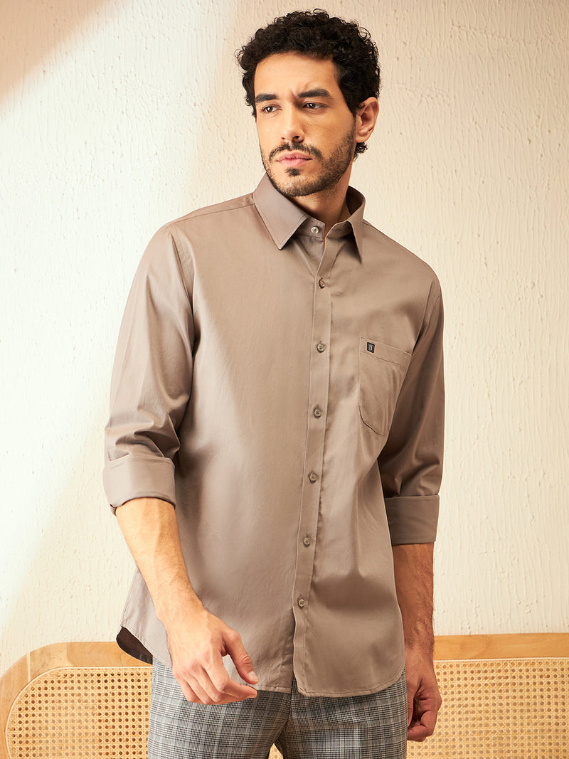 Grey: Cotton Formal Shirt