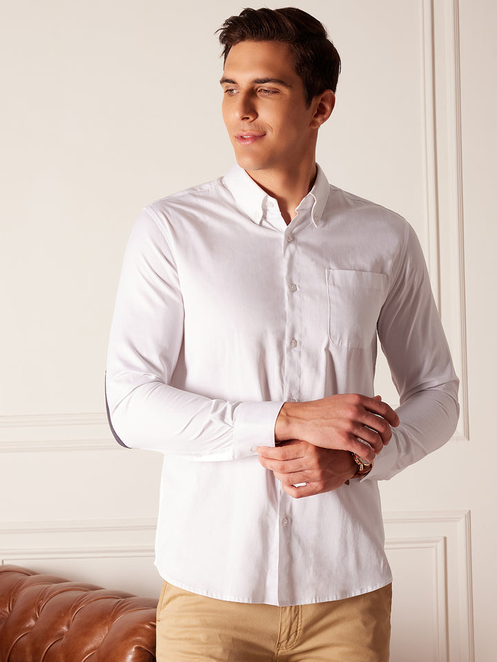 DENNISON Elbow Patch Smart Slim Fit Opaque Formal Shirt