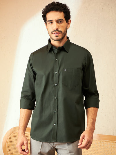 Olive Green: Cotton Formal Shirt