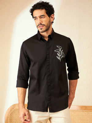 Black: Full Sleeves black Casual Shirt