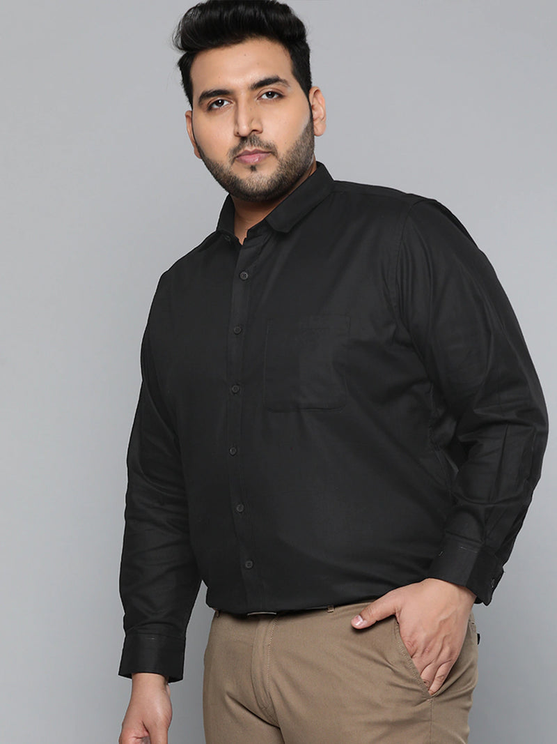 Black: Pure Cotton Solid Formal Shirt