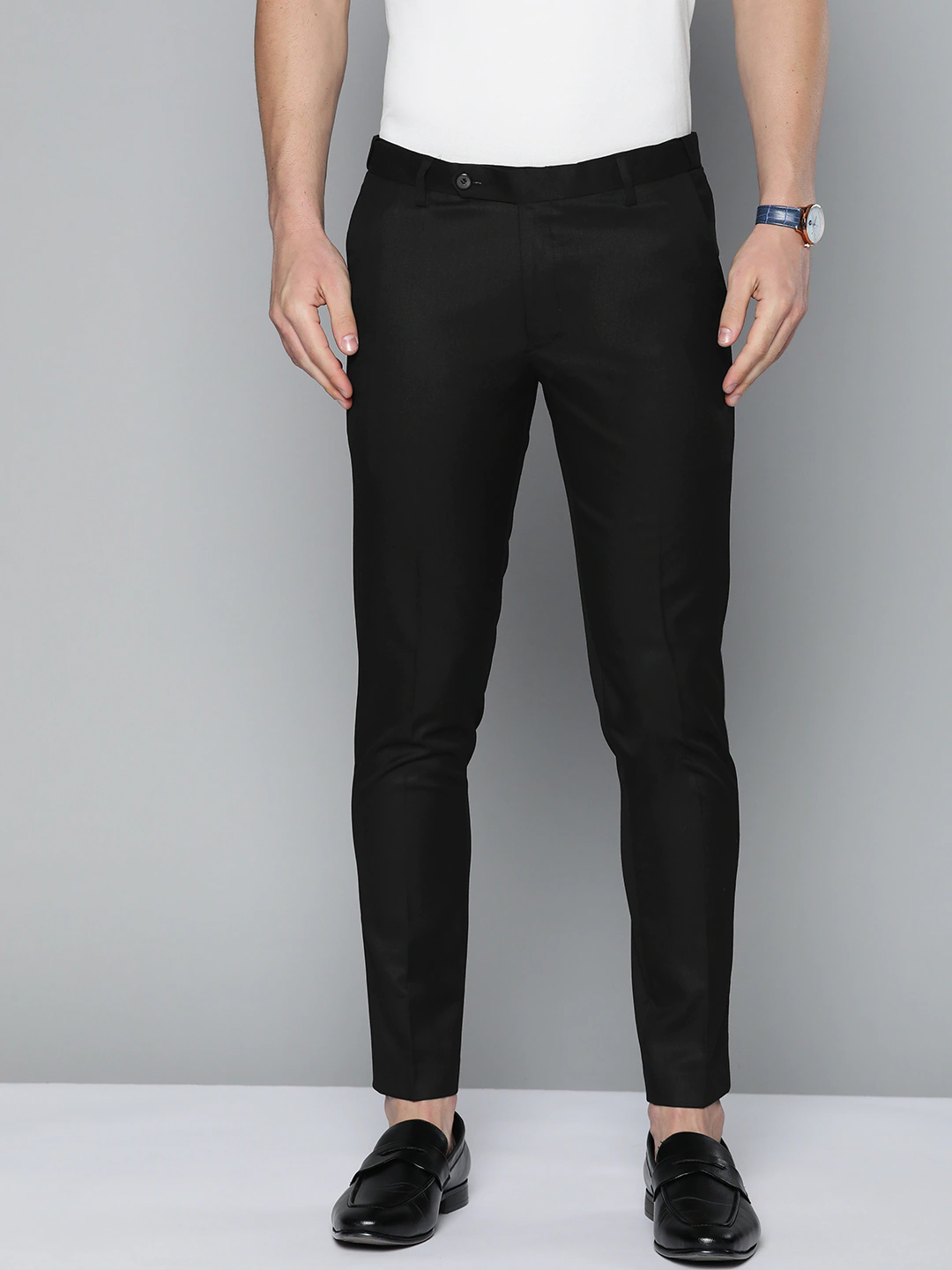 Men Black Tapered Fit Cropped Trousers – dennisonfashionindia