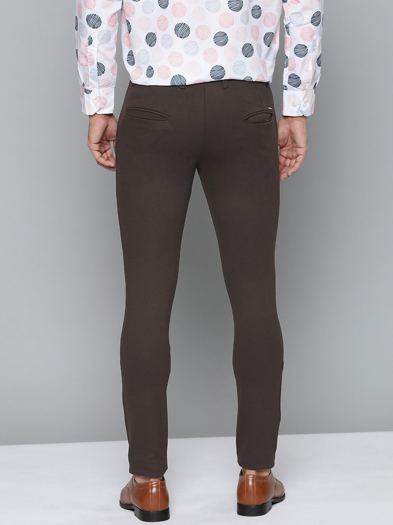 DENNISON Men Brown Smart Tapered Fit Easy Wash Chinos Trousers