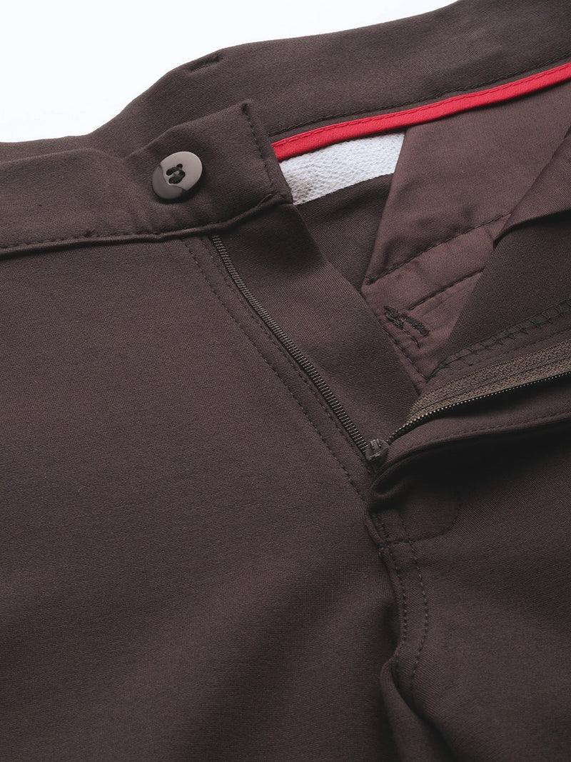DENNISON Men Brown Smart Tapered Fit Easy Wash Chinos Trousers