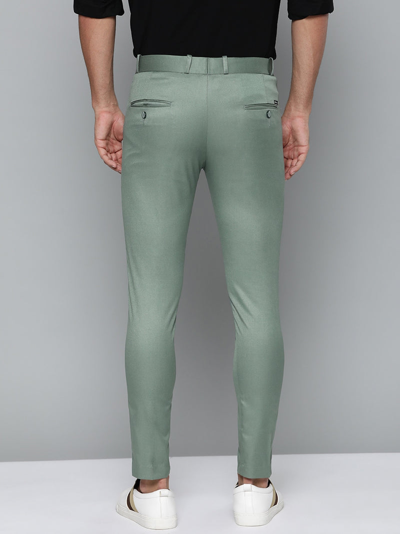 DENNISON Men Green Smart Tapered Fit Easy Wash Trousers
