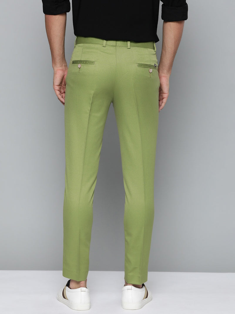 DENNISON Men Green Smart Tapered Fit Easy Wash Trousers