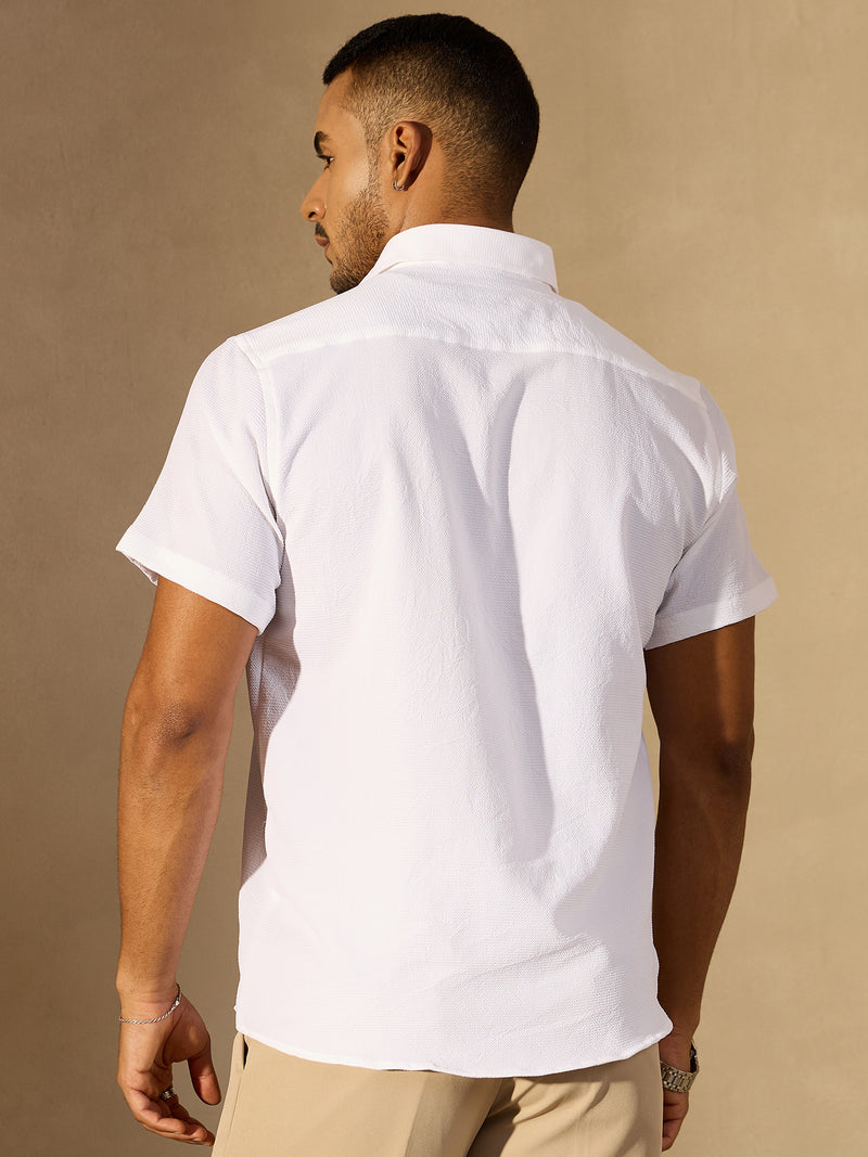 White: Half Sleeves Cotton Shirt