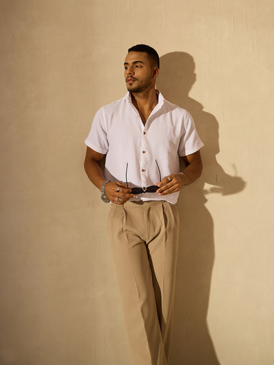 White: Half Sleeves Cotton Shirt