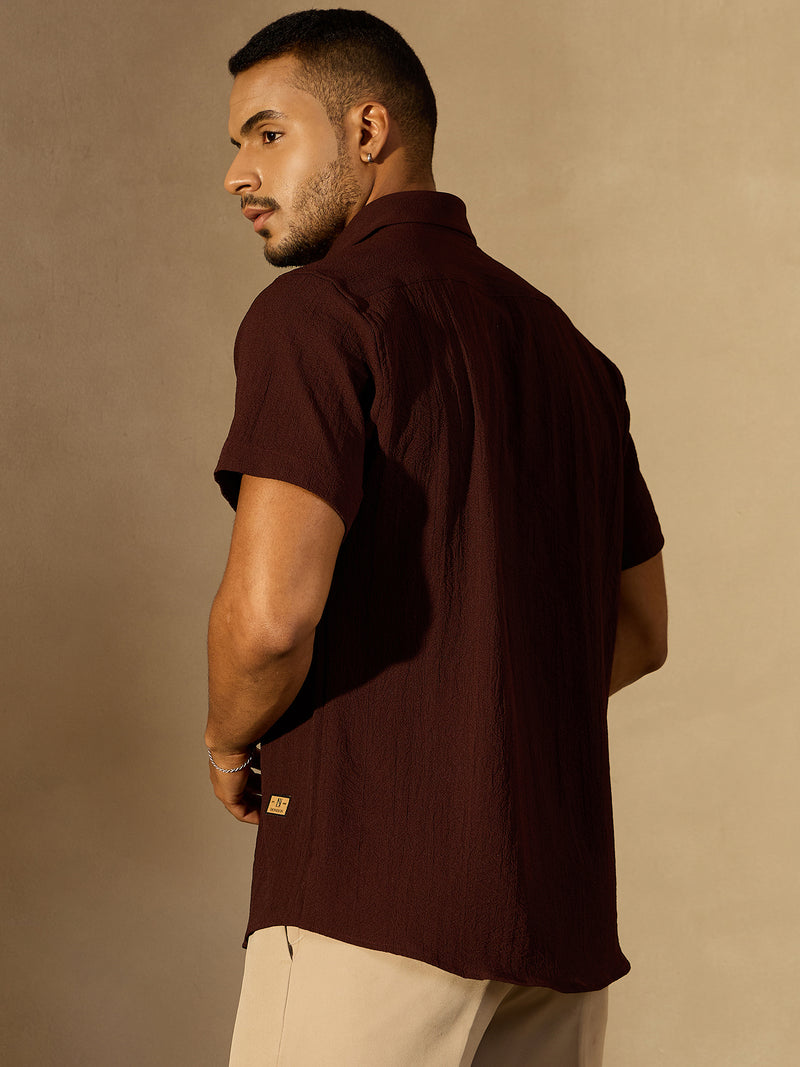 Brown: Half Sleeves Cotton Shirt