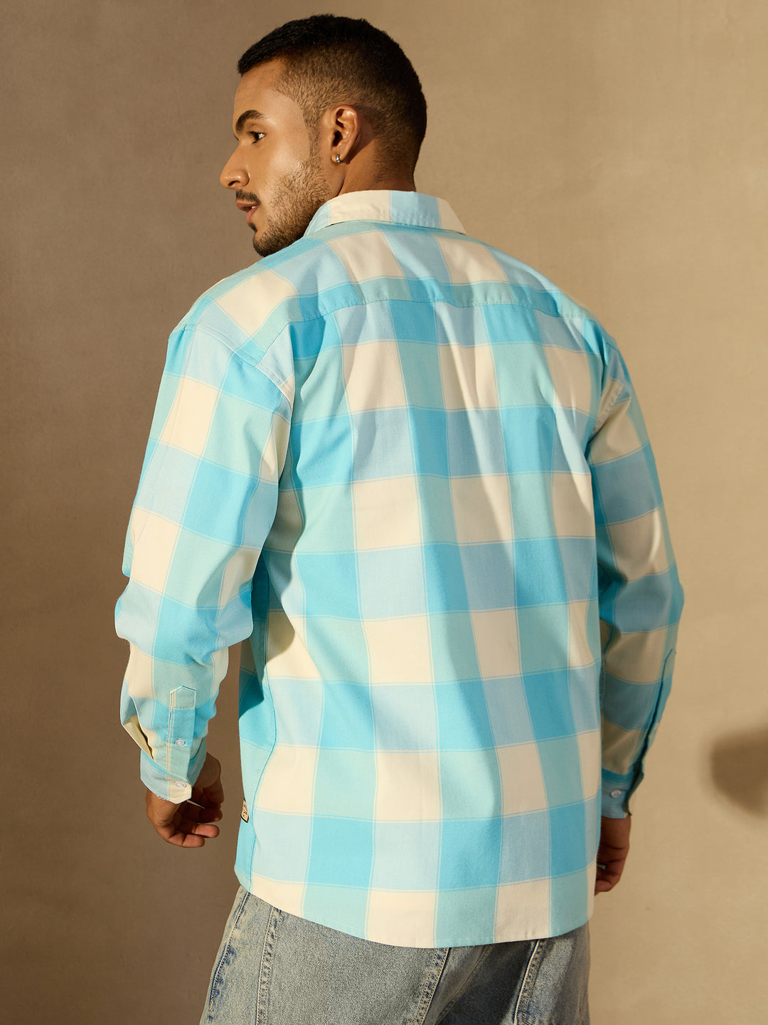 Drop shoulder Double Pocket Checked Shirt