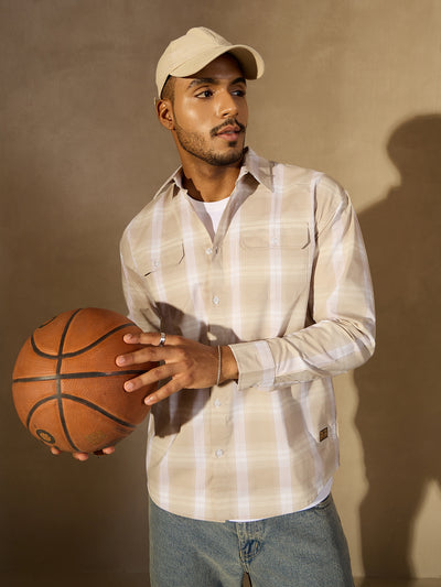 Drop shoulder Double Pocket Checked Casual Shirt