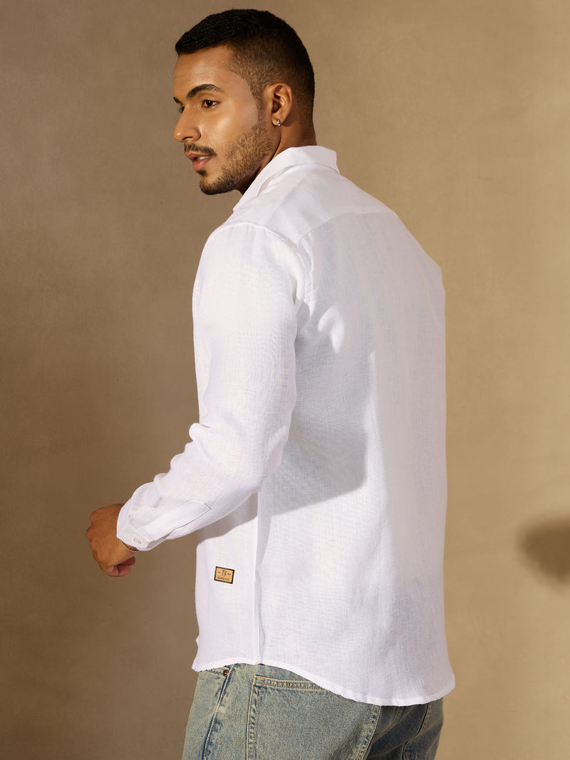 White Simple Oversized Linen Shirt