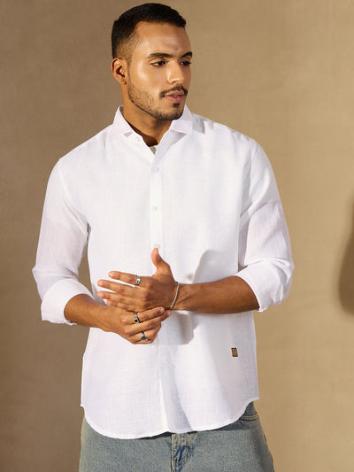 White Simple Oversized Linen Shirt