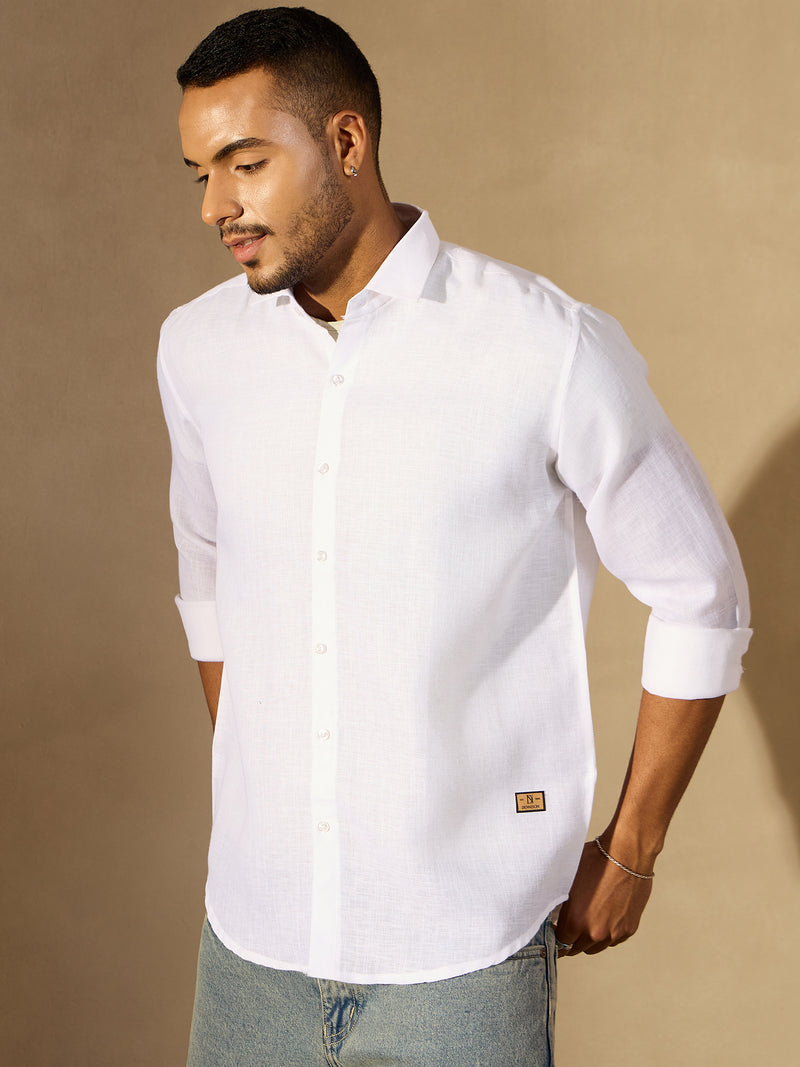 White Simple Oversized Linen Shirt