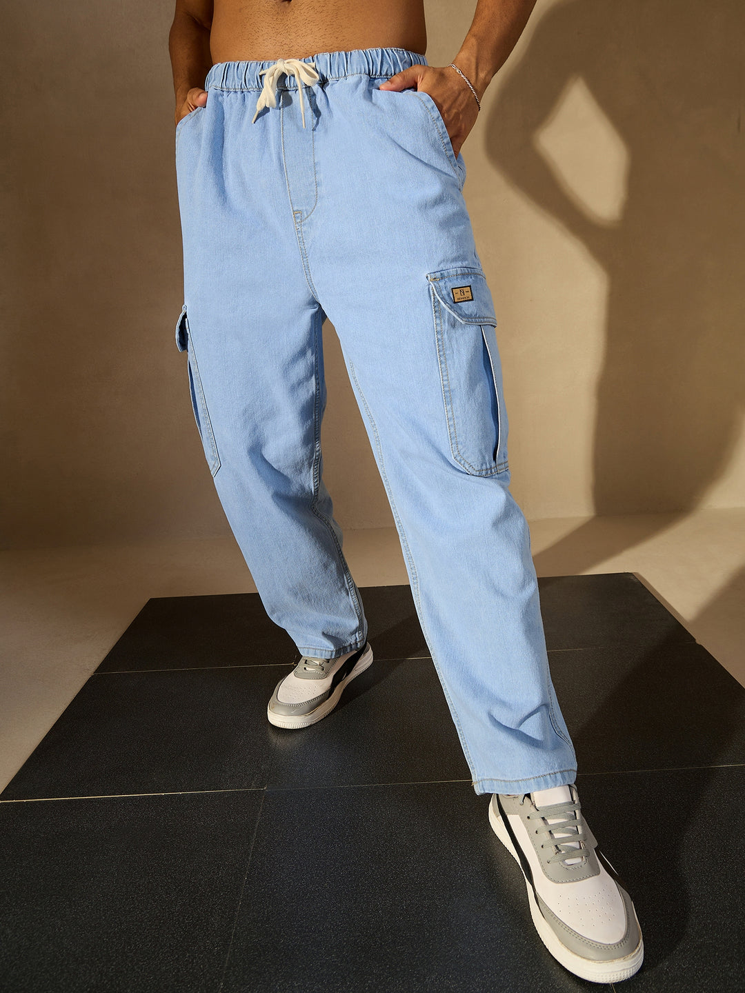 Baggy Fit Korean Cotton Cargo Jeans