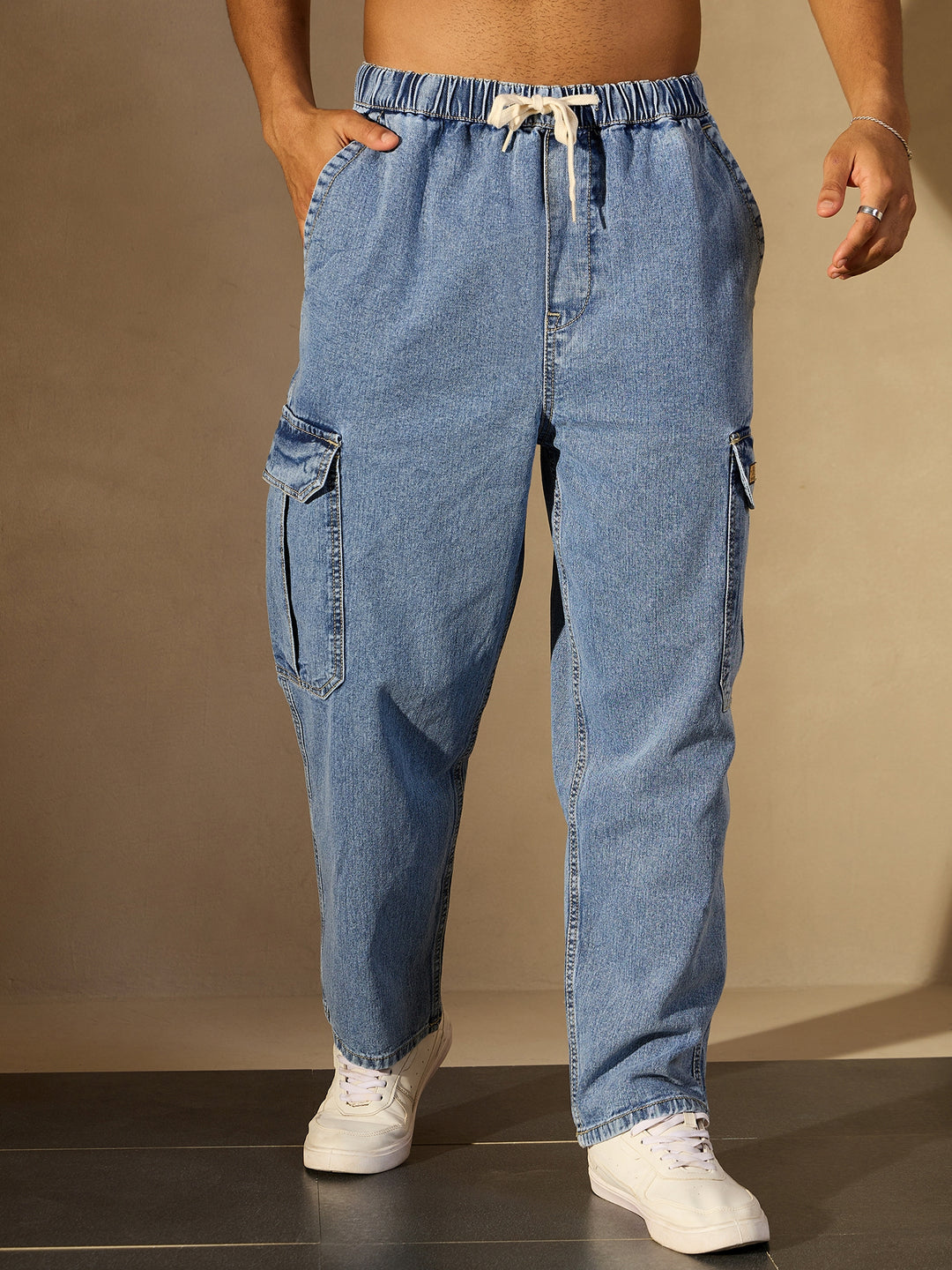 Baggy Fit Korean Cotton Cargo Jeans