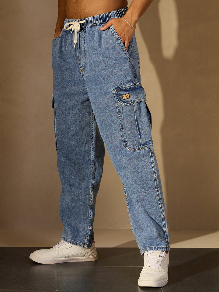 Baggy Fit Korean Cotton Cargo Jeans