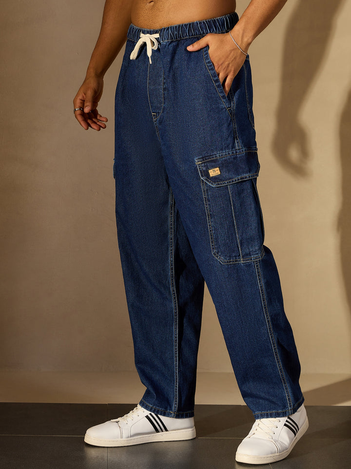 Baggy Fit Korean Cotton Cargo Jeans