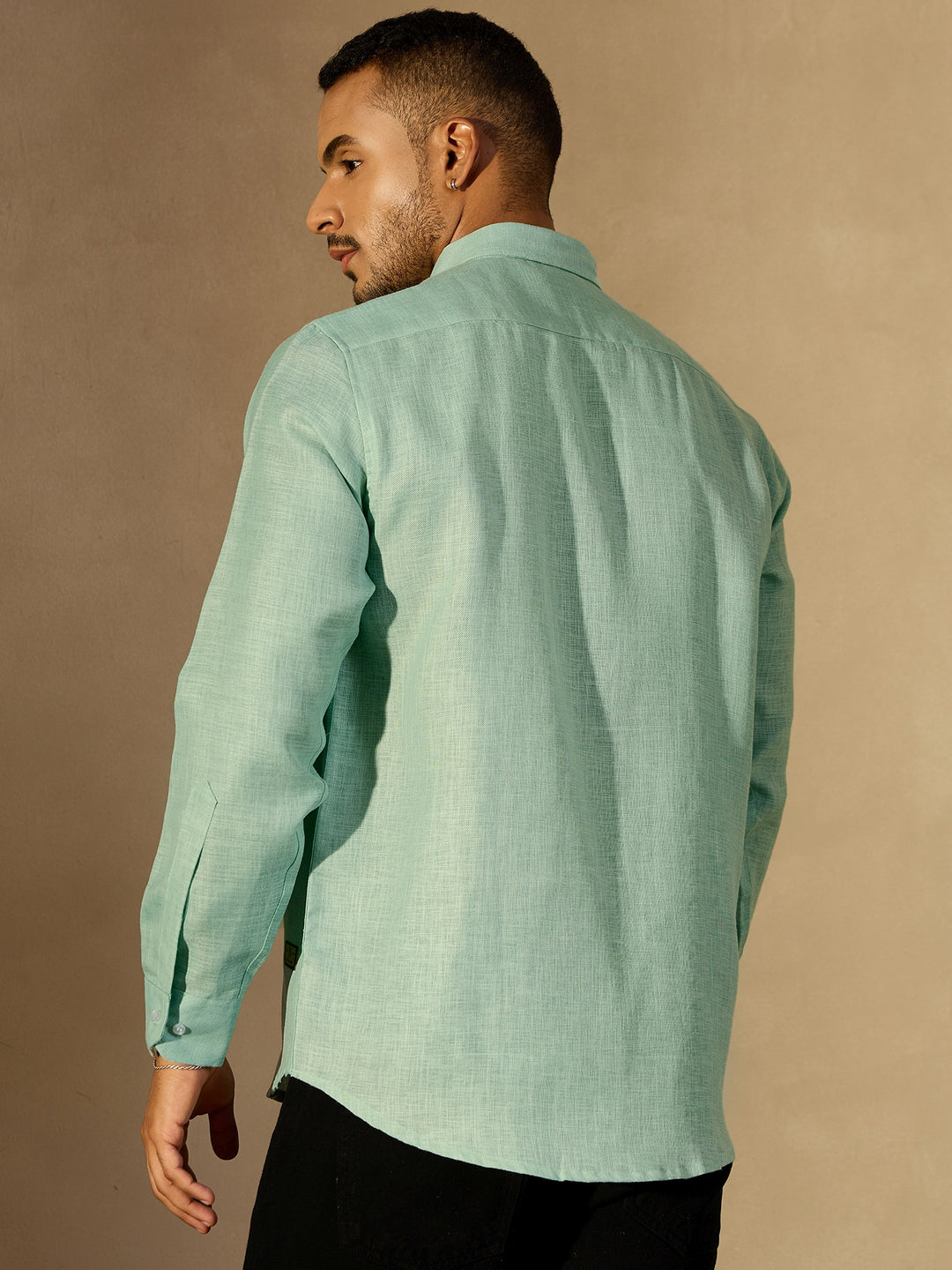 Sea Green Simple Oversized Linen Shirt