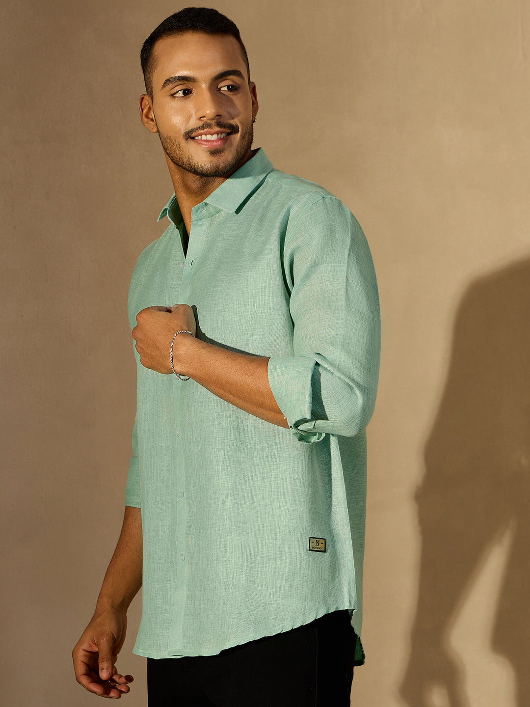 Sea Green Simple Oversized Linen Shirt