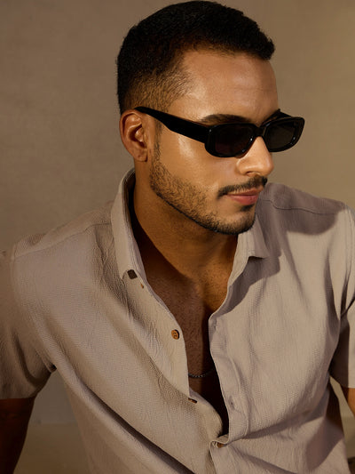 Grey: Half Sleeves Cotton Shirt