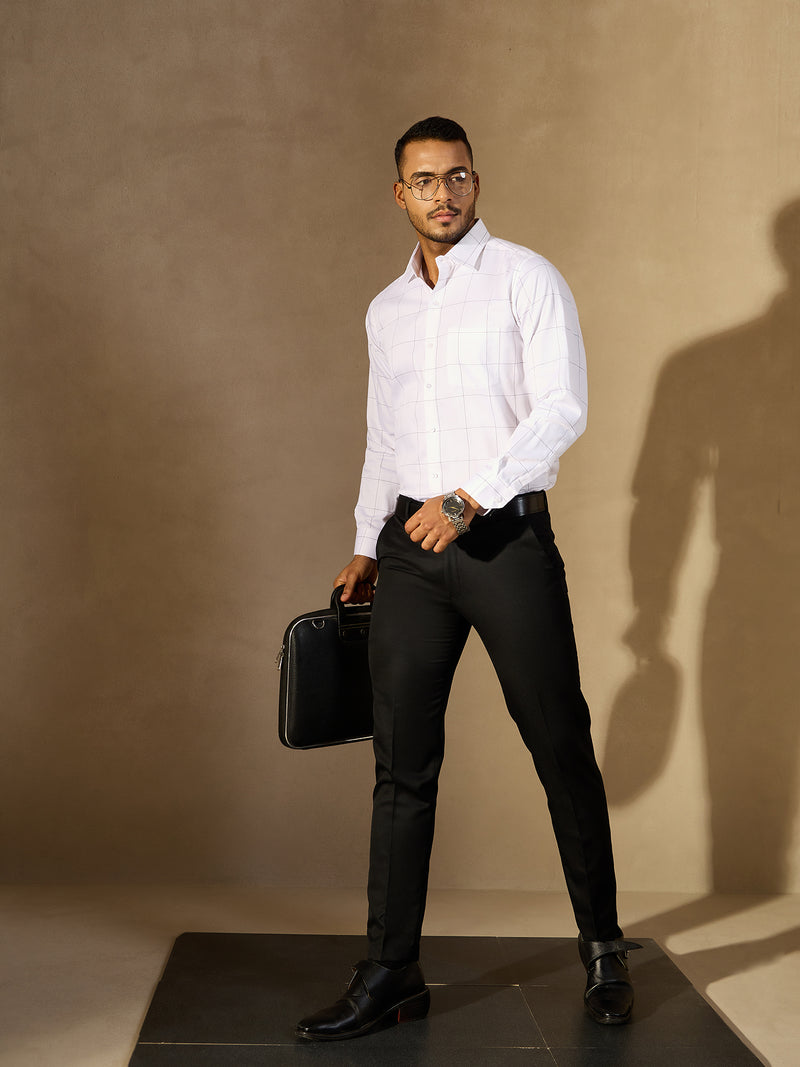 White Checked Formal Shirt