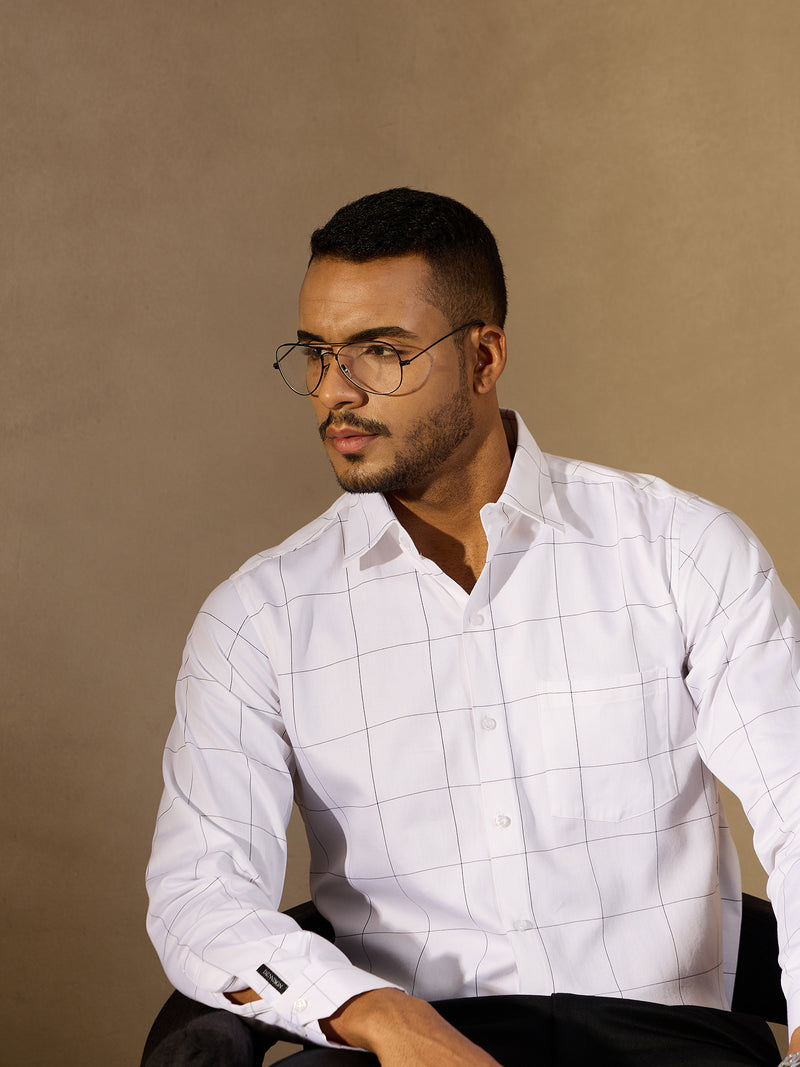 White Checked Formal Shirt