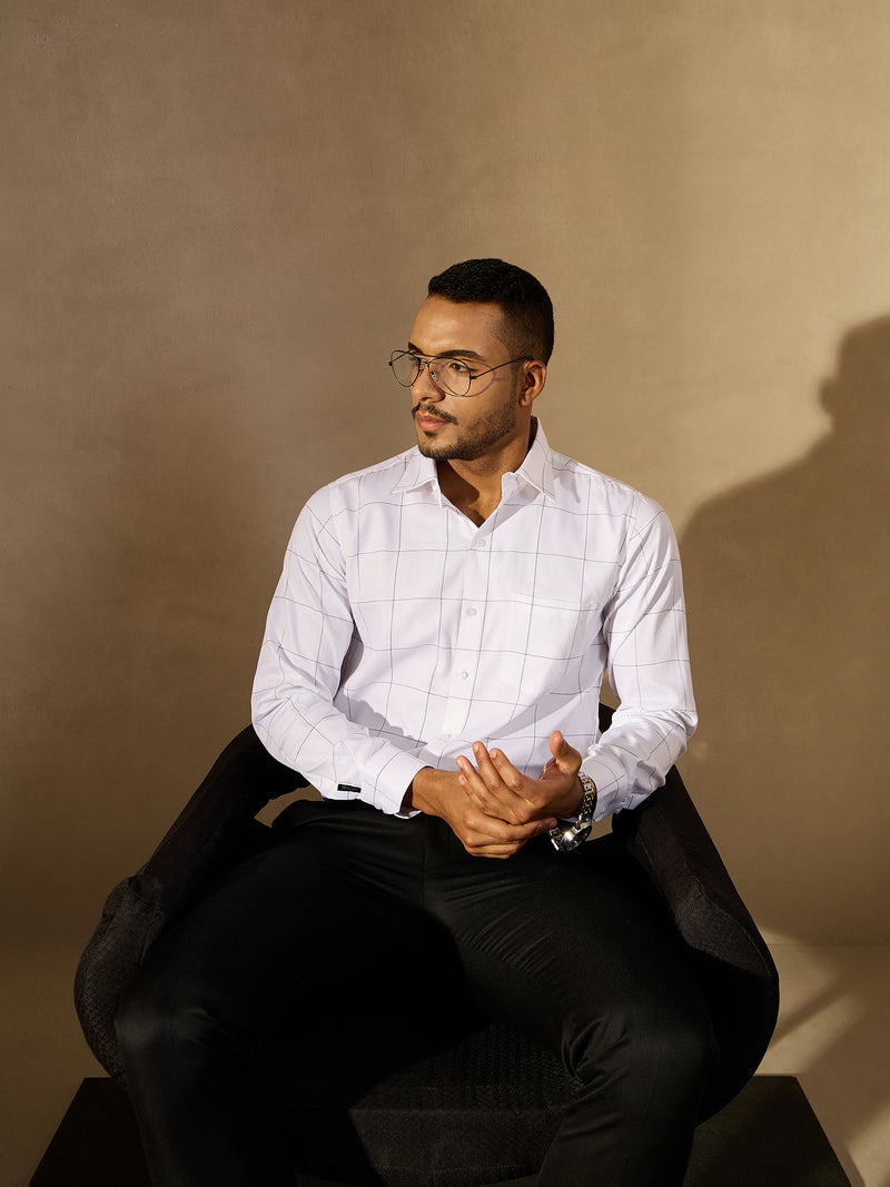 White Checked Formal Shirt