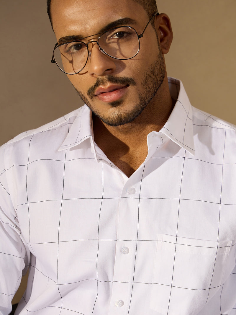 White Checked Formal Shirt