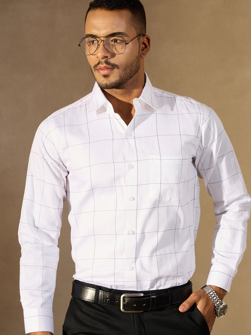 White Checked Formal Shirt